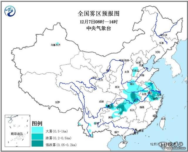 中央气象台发布霾黄色预警和大雾橙色预警(图)