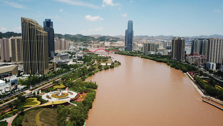 黄河兰州段水位上涨沿